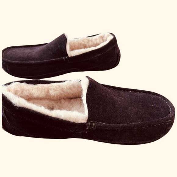 Worn Once UGG Slippers Ascot Brown Suede Shearling Moccasin Slip On Men’s Size 9 main image 6